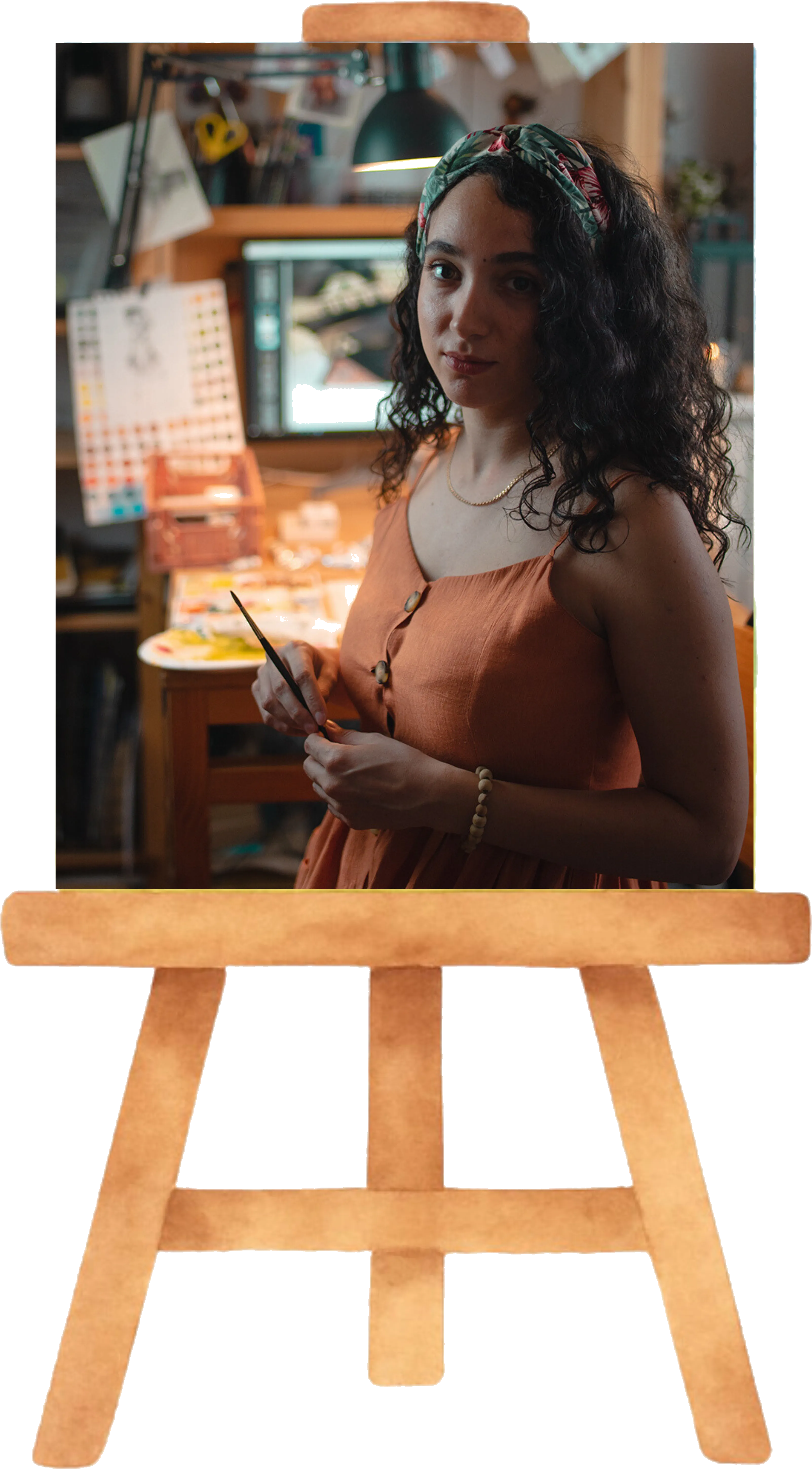 Marija — watercolor artist on easel